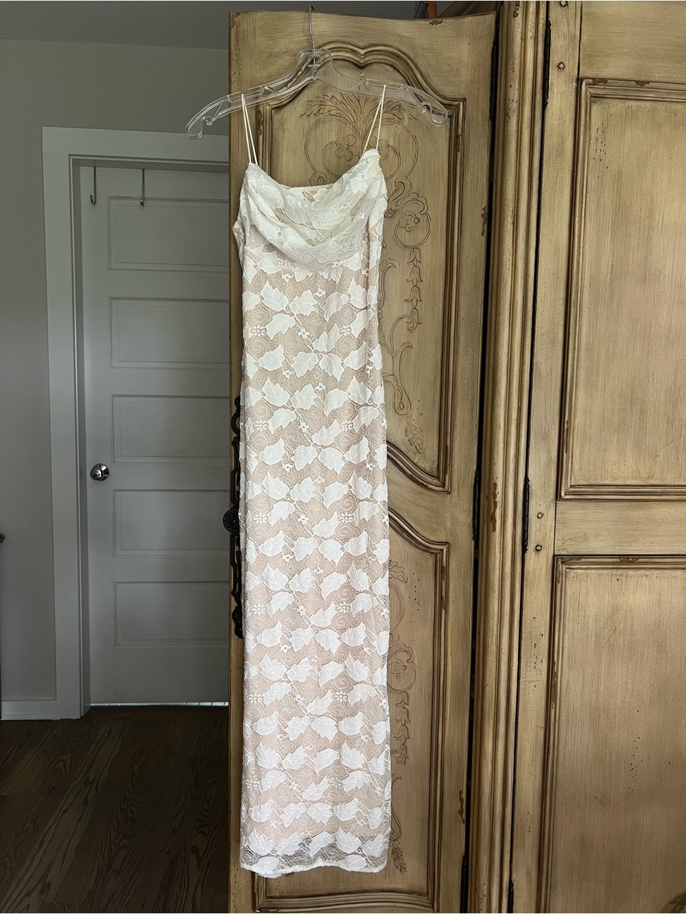 Princess Polly Lace Overlay Spaghetti-Strap Maxi Dress in Ivory